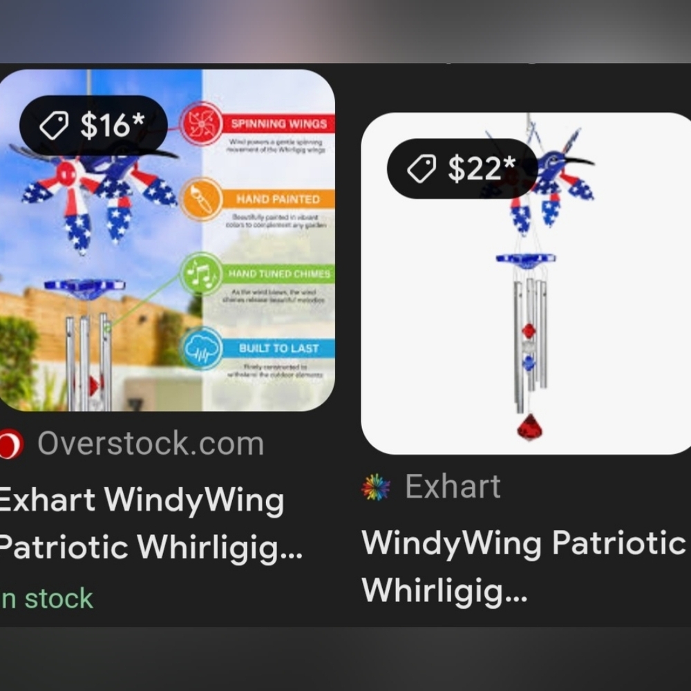 Patriotic Hummingbird Wind Chime - Picture 11 of 13